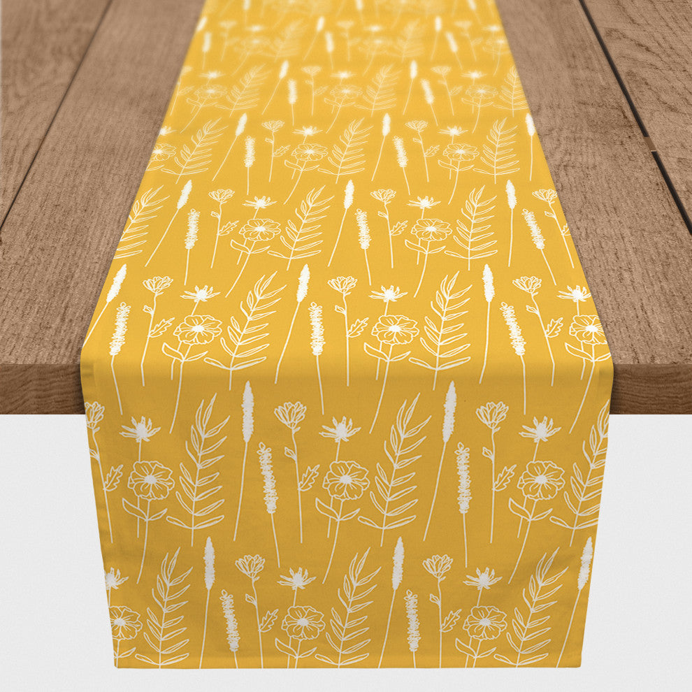 Golden Wheat Flower 16x72 Cotton Twill Runner