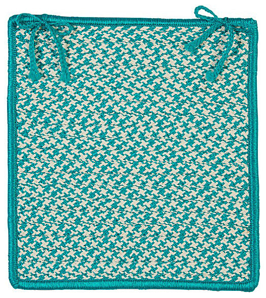 Colonial Mills Chair Pad Outdoor Houndstooth Tweed Turquoise Chair Pad