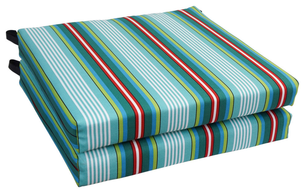 20"X19" Patterned Outdoor Chair Cushions, Set of 2, Walden Caribean