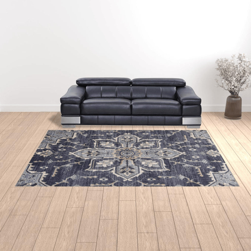 9' x 12' Purple and Ivory Medallion Power Loom Area Rug