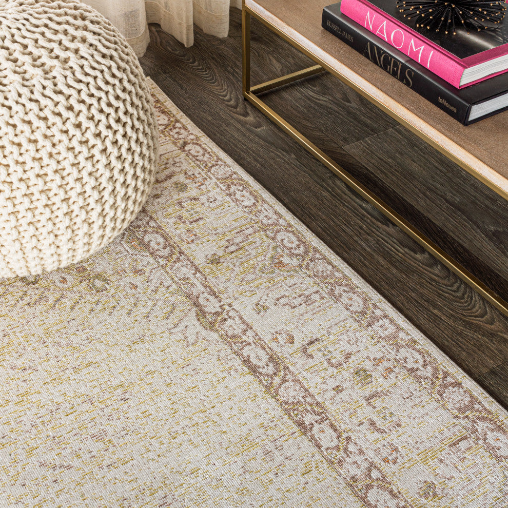 Lila Modern Tribal Medallion Area Rug, Ivory, 8 X 10