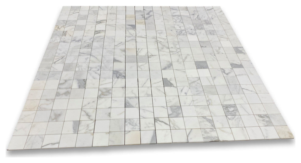 2x2 Square Statuary Statuario White Italian Marble Mosaic Tile Honed, 1 sheet