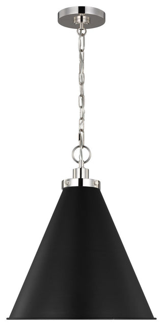Wellfleet Medium Cone Pendant, Midnight Black and Polished Nickel