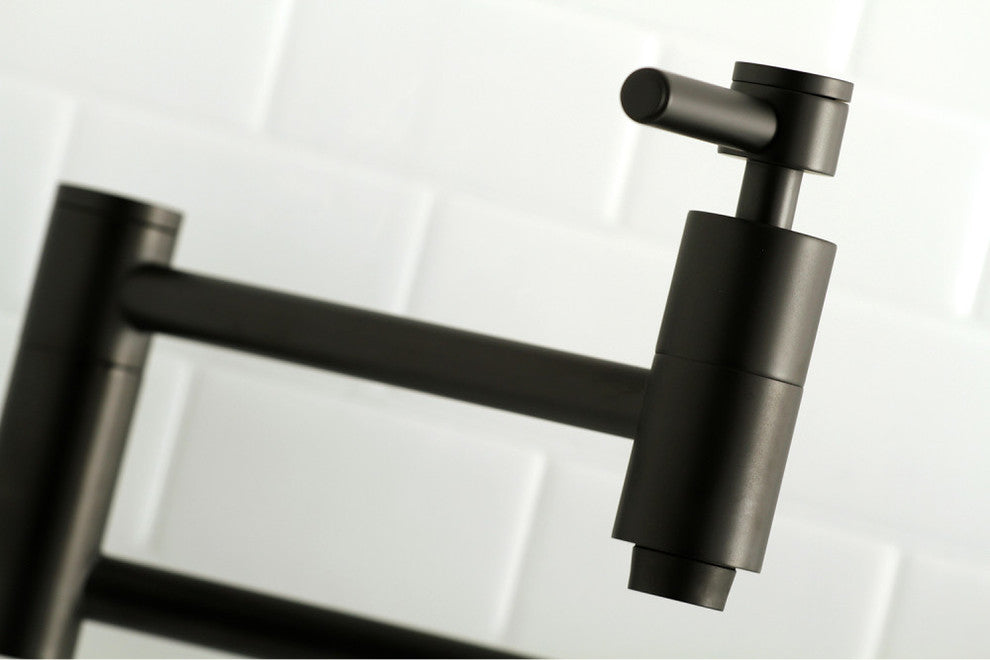 Kingston Brass Wall Mount Pot Filler Kitchen Faucet, Matte Black