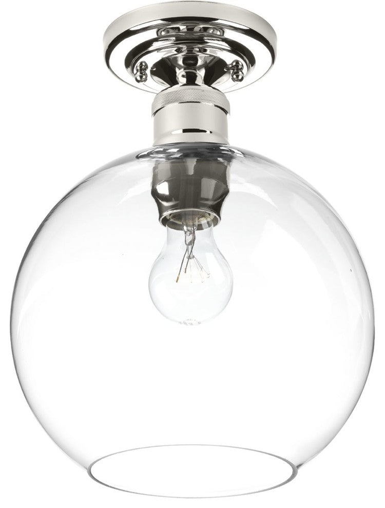 Hansford Collection 1-Light Flush Mount, Polished Nickel