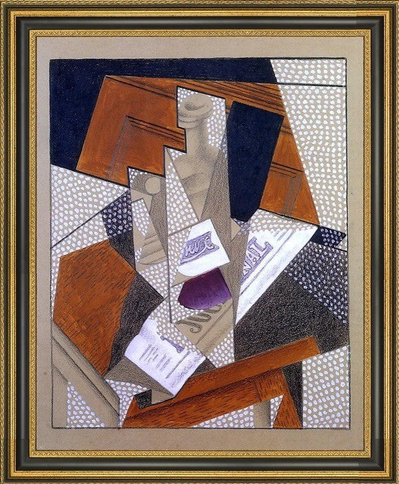 Juan Gris Bottle - 20" x 25" Framed Premium Canvas Print
