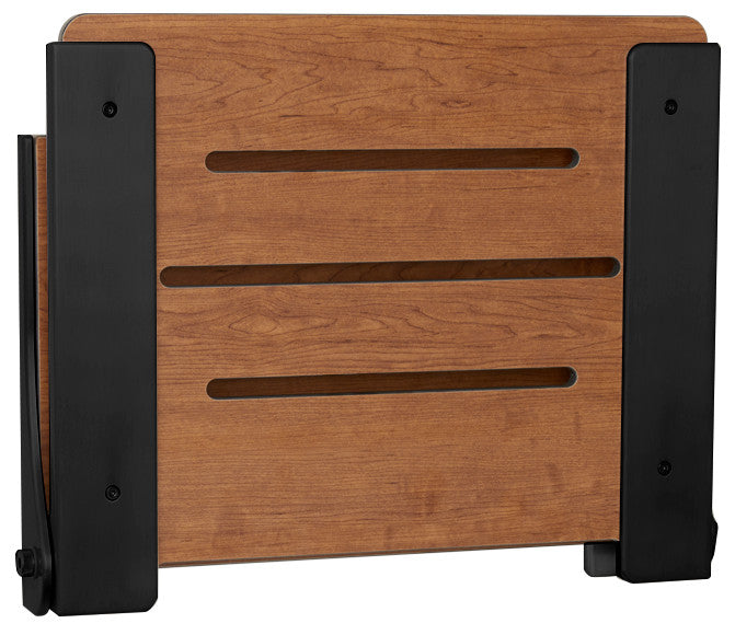 Silhouette Folding Wall Mount Shower Bench Seat, Rustic Teak, Matte Black Frame