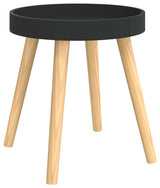 vidaXL Side Table Round Coffee Table Black Engineered Wood and Solid Wood Pine