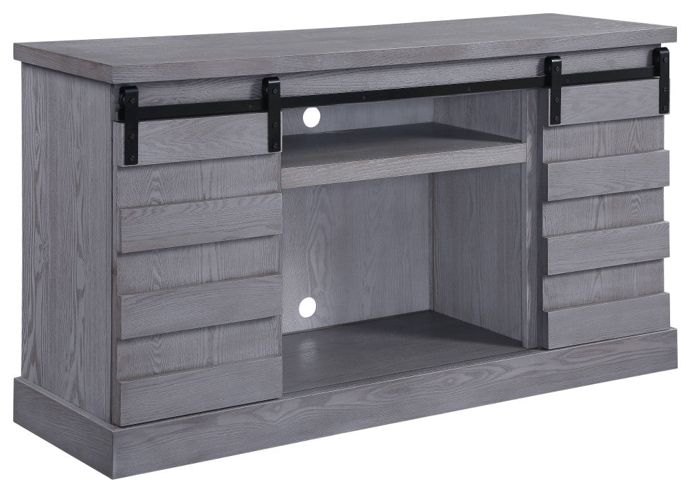 Amrita TV Stand WithFireplace, Gray Oak