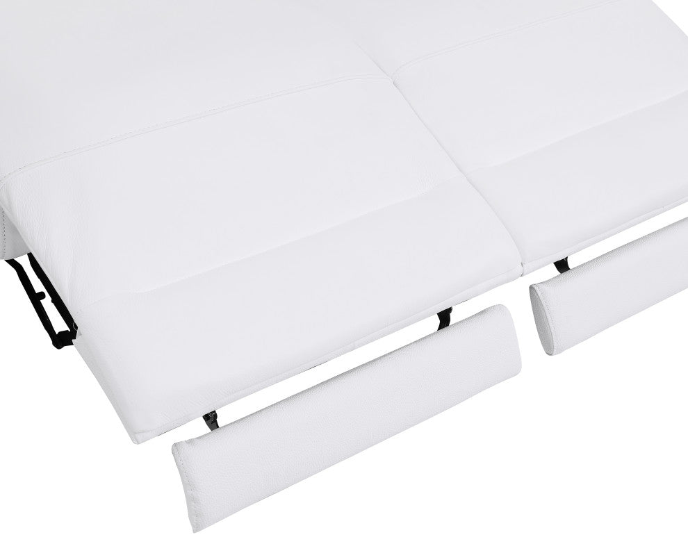 Prato Genuine Italian Leather Modern Sofa Set, White