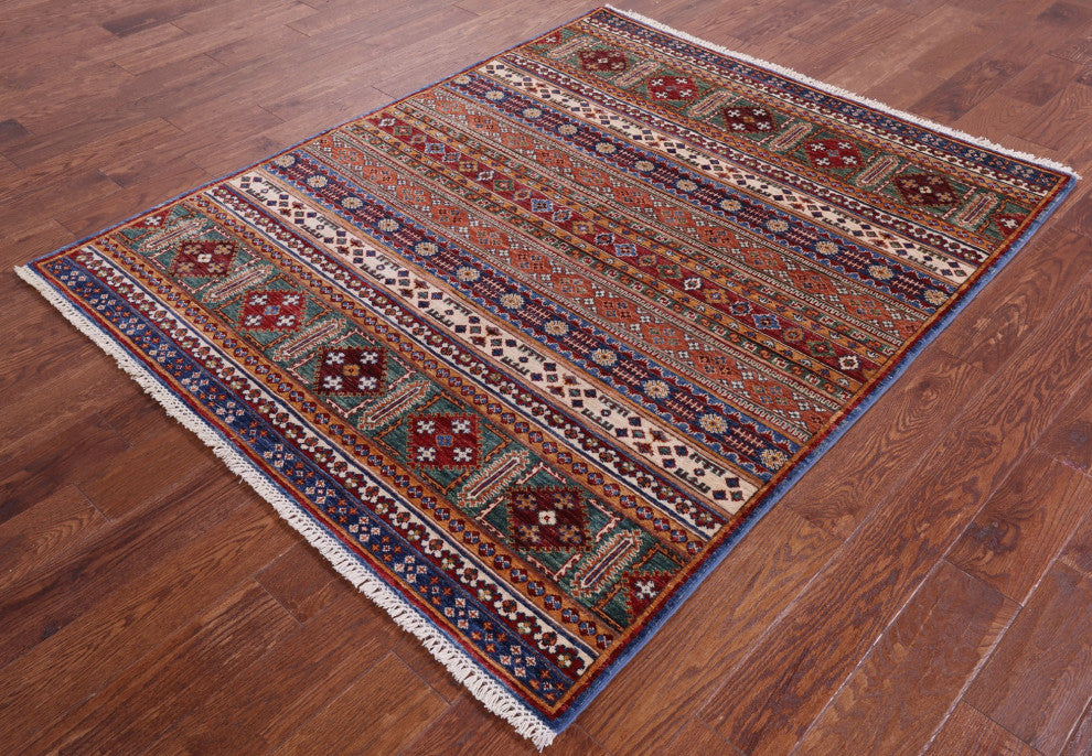Khorjin Super Kazak Handmade Wool Rug 5' 0" X 6' 3" Q11321
