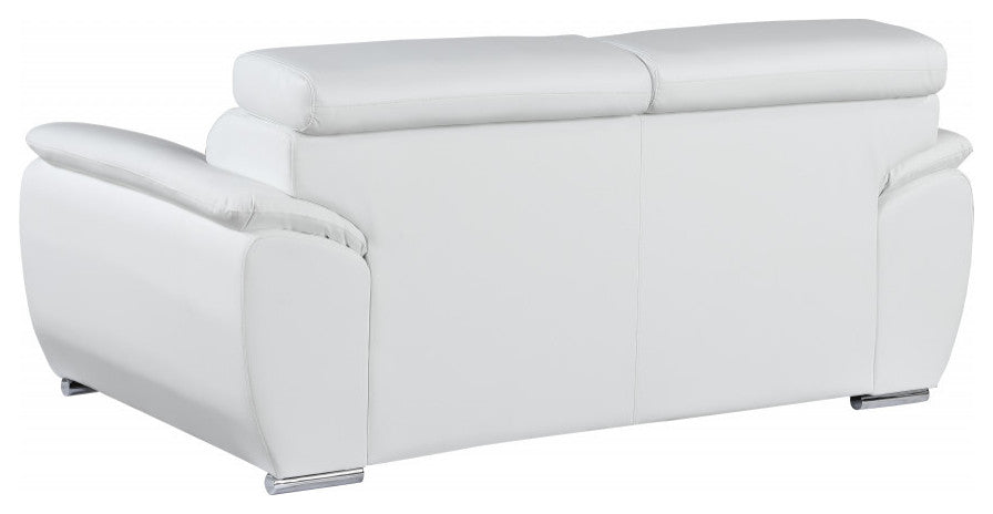 2-Piece Indoor White Genuine Leather Five Person Seating Set