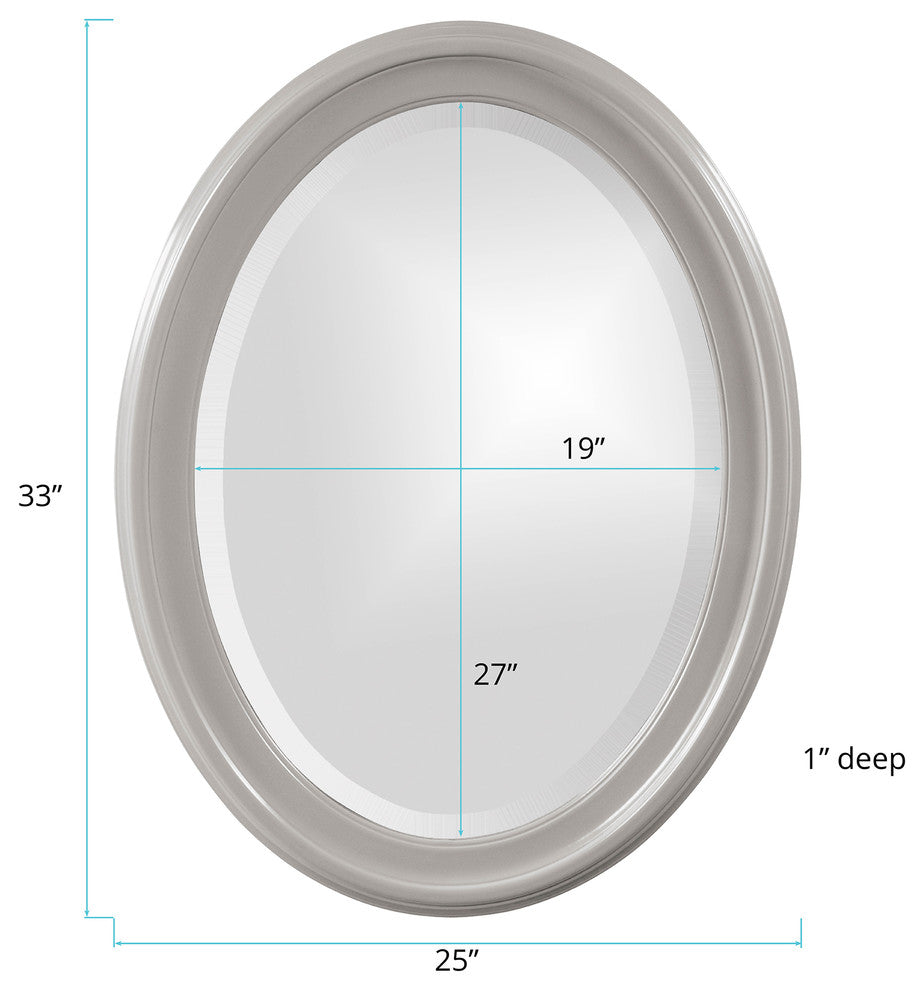 George Oval Mirror, Glossy Nickel