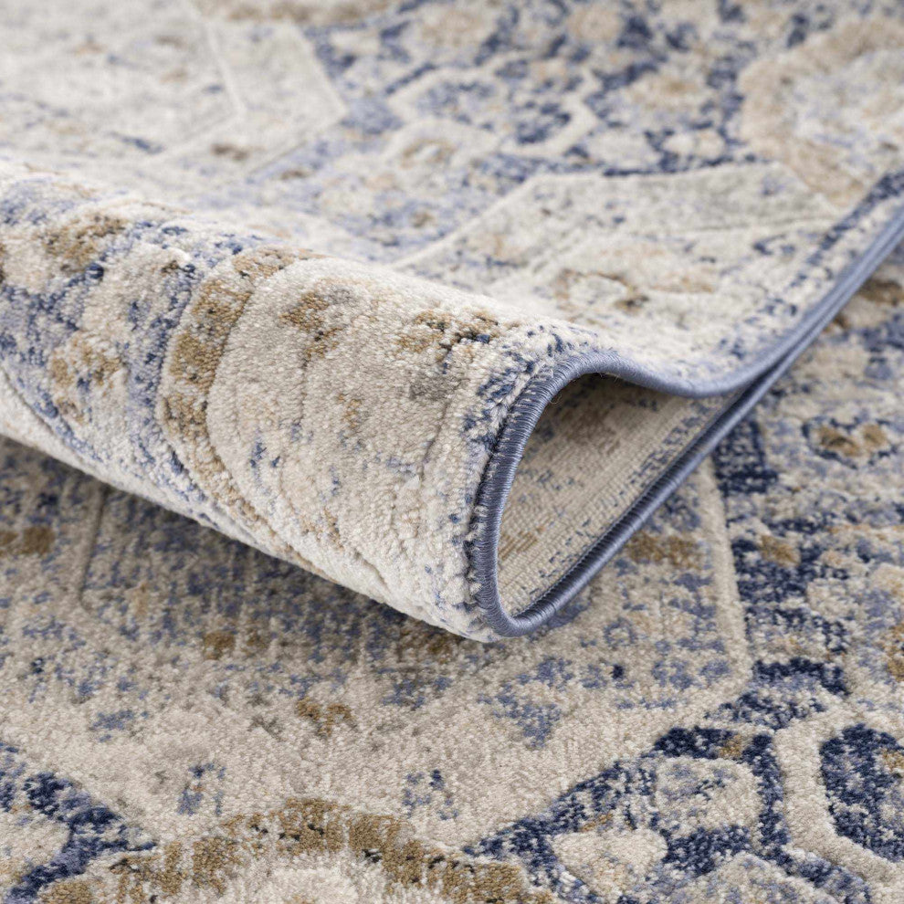 Hauteloom Parkerfield Blue Area Rug, Beige/Denim/Gray, 2'x2'11"