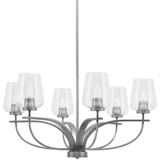 Cavella 6-Light Chandelier, Graphite, 5" Clear Bubble Glass