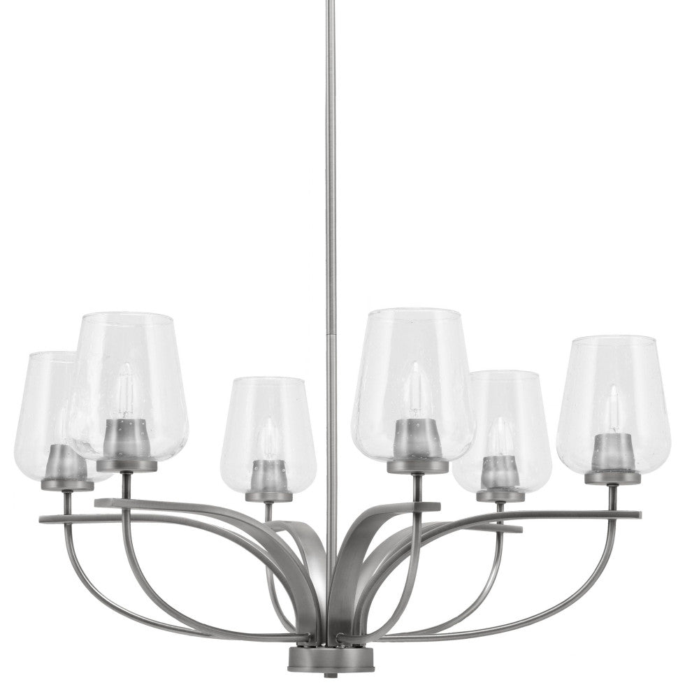 Cavella 6-Light Chandelier, Graphite, 5" Clear Bubble Glass