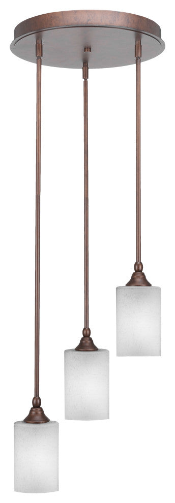 Empire 3-Light Cluster Pendalier, Bronze/Square White Muslin