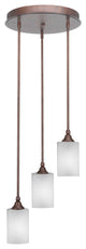 Empire 3-Light Cluster Pendalier, Bronze/Square White Muslin