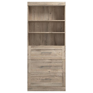 Bestar Pur 36W Closet Organizer with Drawers in Rustic Brown - Engineered Wood