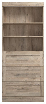 Bestar Pur 36W Closet Organizer with Drawers in Rustic Brown - Engineered Wood