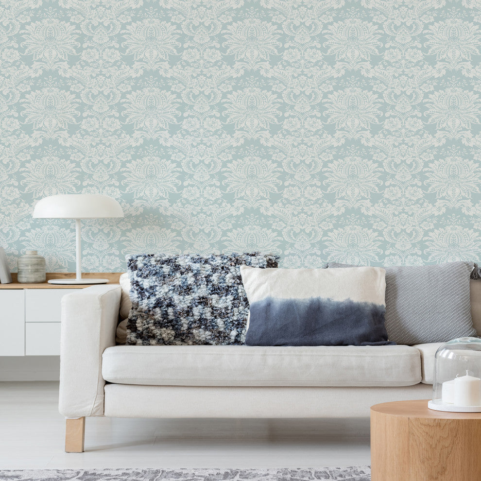 Transform Damask Peel and Stick Wallpaper, Duck Egg