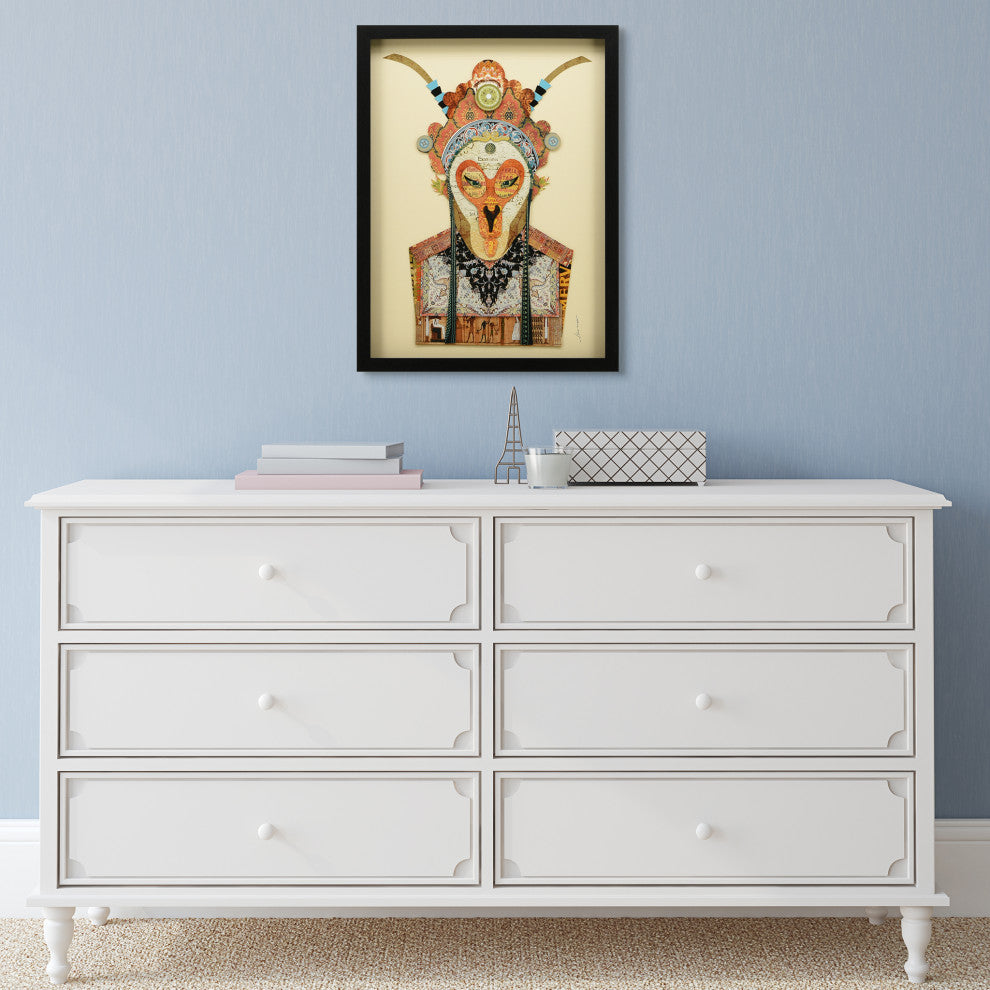 Beijing Opera Mask #1 Dimensional Collage Framed Wall Art Under Glass