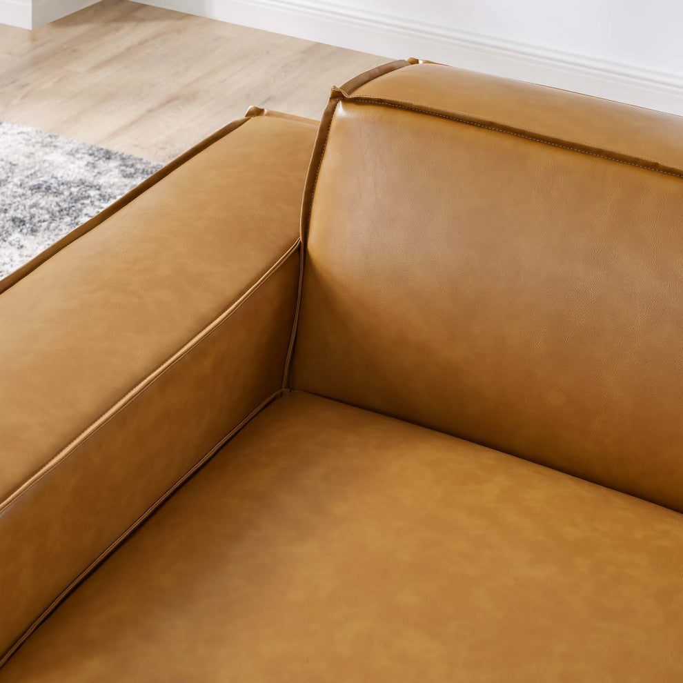 Restore Left-Arm Vegan Leather Sectional Sofa Chair Tan