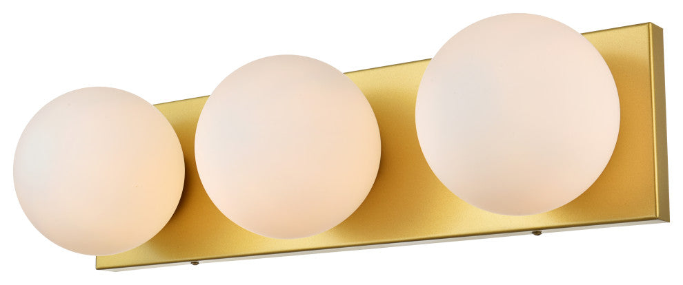 3 Light Brass And Frosted White Bath Sconce