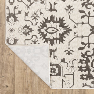 Iris Two-Tone Oriental Ivory/ Grey Area Rug 9'10" x 12'10"