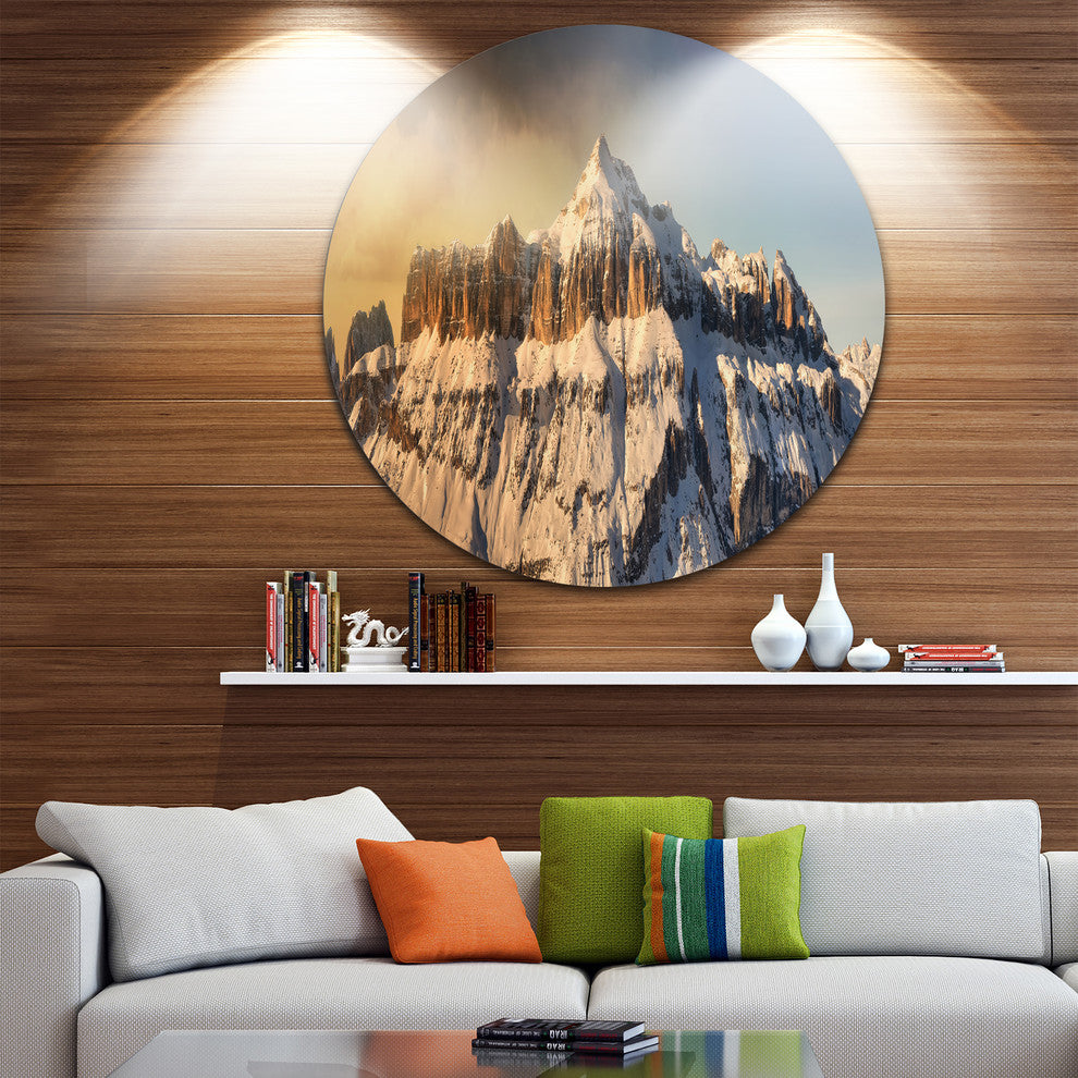 Dramatic Overcast Sky Over Alps, Landscape Round Wall Art, 11"