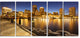 USA Skyline from Fan Pier at Night, Cityscape Canvas Print, 60"x28", 5 Panels