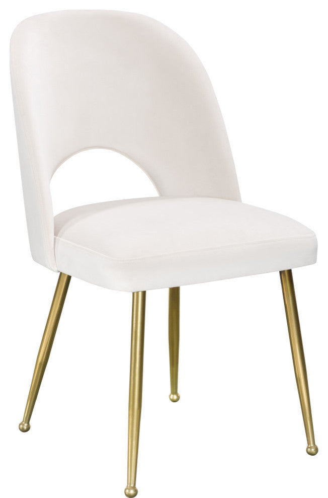Logan Velvet Dining Chairs With Brushed Gold Legs (Set of 2), Cream
