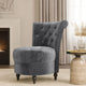 Button-Tufted Accent Chair w/ Thick Padding, Velvet Low Back Chair, Grey