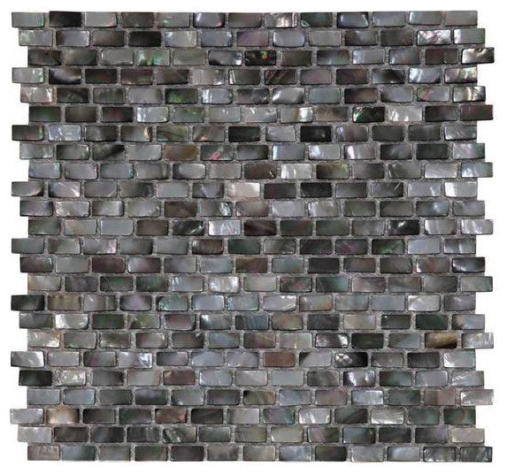 Tahitian Black Pearls Tile, Pearl Black Mini Brick, Platinum Mosaics