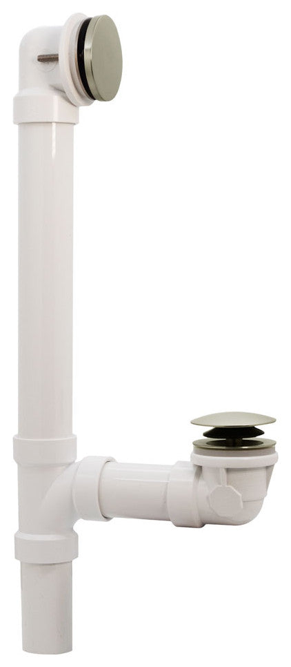 Illusionary Overflow 12" & 4" Sch. 40 PVC Bath Waste and Overflow Tip-Toe, Satin Nickel
