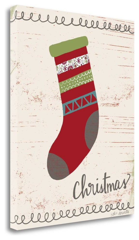 "Christmas Stocking" By Katie Doucette, Giclee Print on Gallery Wrap Canvas