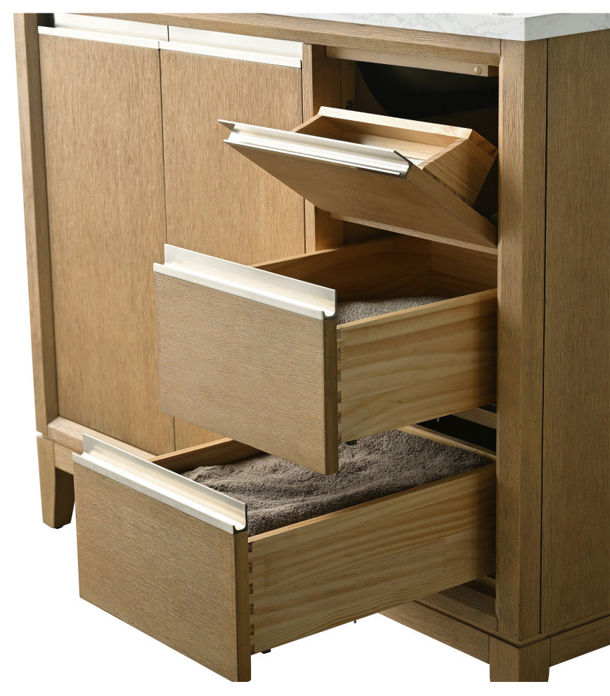 Vanity Art Bathroom Vanity With Sink, Natural Oak, 42" Single