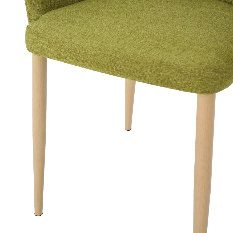 GDF Studio Serra Mid Century Fabric Dining Chairs, Set of 2, Green/Dark Brown