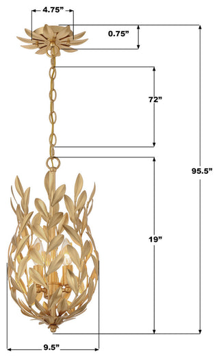 Crystorama Lighting Group 563 Broche 3 Light 10"W Taper Candle - Antique Gold