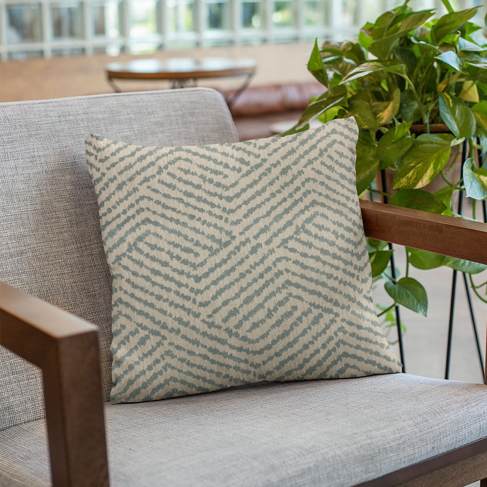 Plutus Blue Maze Chevron Luxury Throw Pillow, 12"x20"