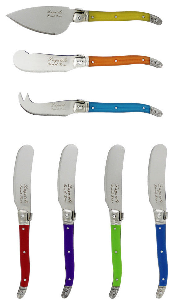 7 Piece Laguiole Jewel Colors Cheese Knife And Spreader Set