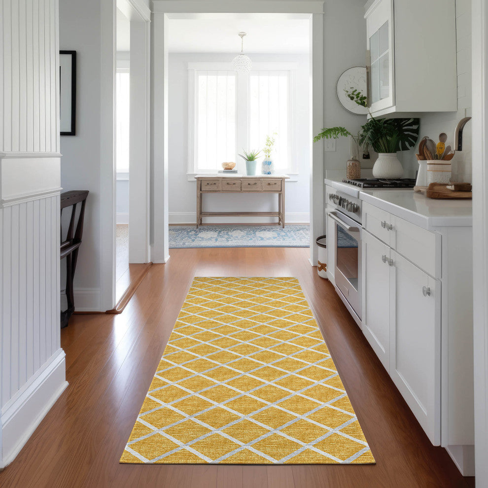 Indoor/Outdoor York YO1 Gold Machine Washable 2'3" x 7'6" Rug