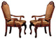 Set of 2 Fabric Upholstered Dining Armchair, Cherry Finish