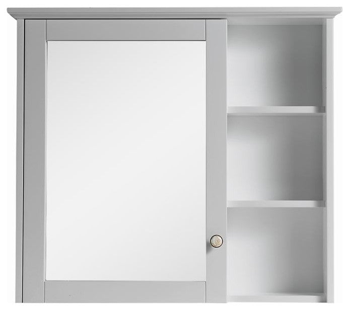 Solid Wood Bathroom Medicine Cabinet With Silver Coated Mirror, Titanium Grey, 34"x30"