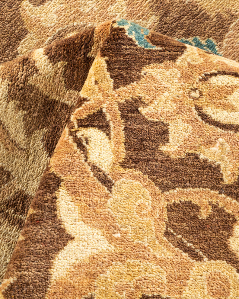 Eclectic, One-of-a-Kind Hand-Knotted Area Rug Yellow, 6' 1 x 8' 7