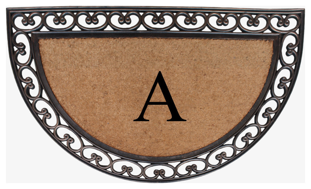 A1HC Natural Coir Monogrammed Door Mat For Front Door, 30"x48", A
