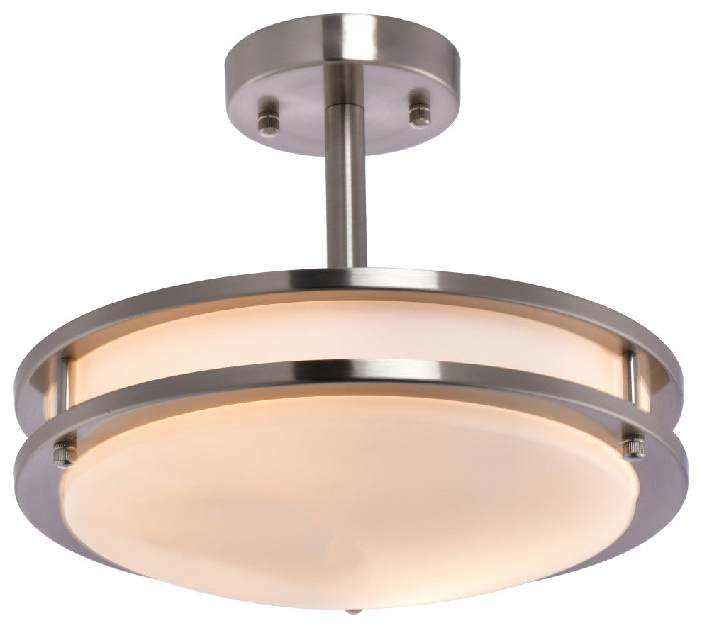 Lazzur Loire 2 Light 12" Satin Nickel Semi-Flush Mount Ceiling Light