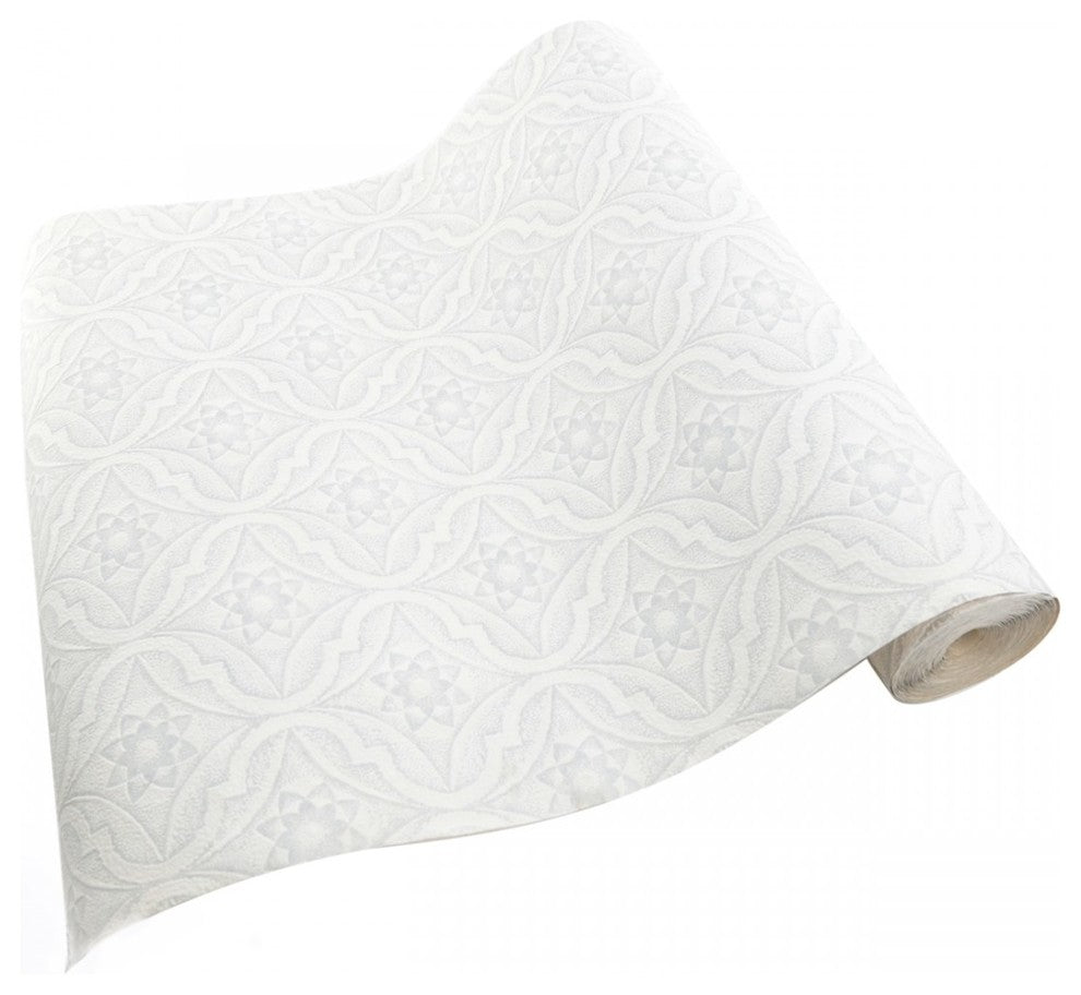 Wallpaper Blue/White Star Embossed Textured Vinyl |