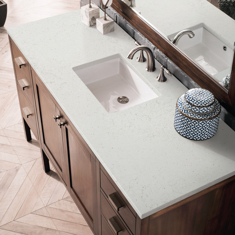 Addison 60" Single Vanity Cabinet, Glossy White, Mid-Century Acacia, Lime Delight, 3-Hole
