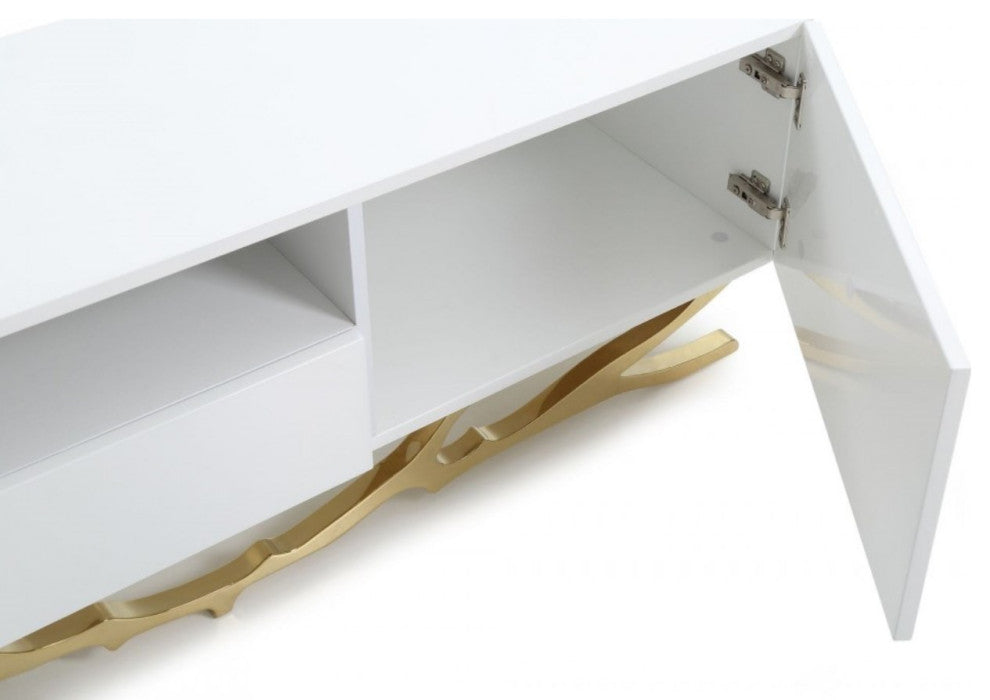 Modrest Legend 87"-Wide Modern White Gold TV Stand